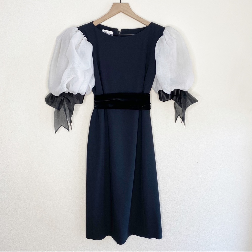 Rimini Vintage Puff Sleeve midi dress
